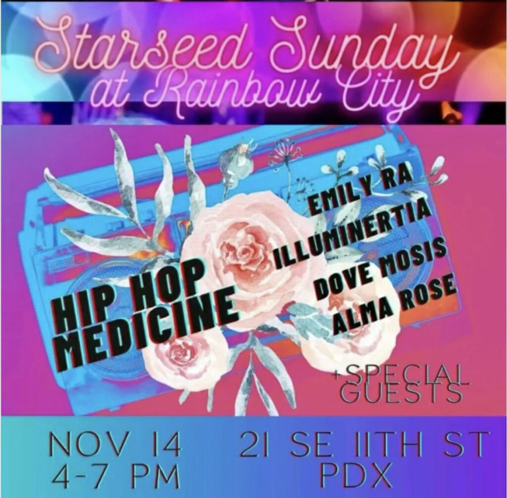 Starseed Sunday, Rainbow City PDX Flier Art EmRa He*Artworks