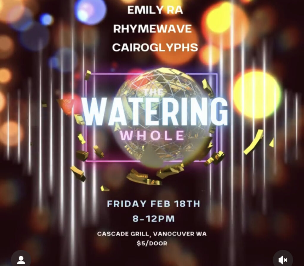 Watering Whole, Cascade Grill Vancouver WA Flier Art EmRa He*Artworks